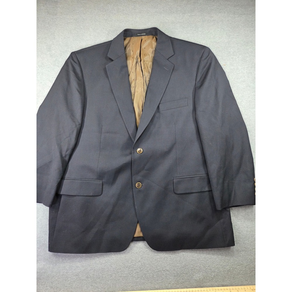 Joseph & Feiss Men Gold Blazer Sport Coat 44R Navy Blue Classic Professional